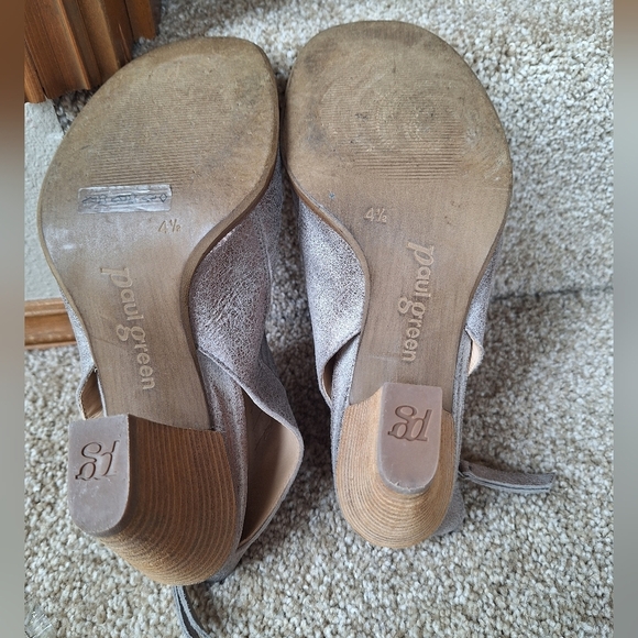 Paul Green Cayanne Side Zip Block Heel Smoke Metallic PeepToe Bootie Womens Sz 7 - Picture 8 of 9